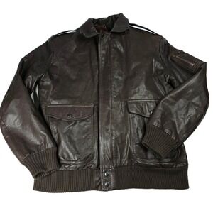 Nappatex Swiss Quality Leather Diffusion Men's Brown Bomber‎ Jacket Size 52